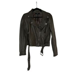 Dark Green Faux Leather Jacket